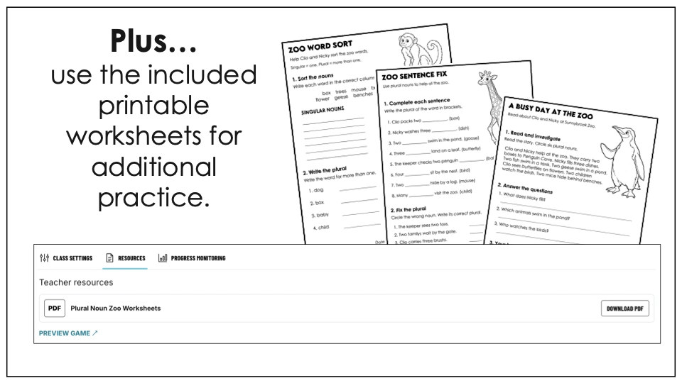Included Zoo printable worksheets and teacher resources
